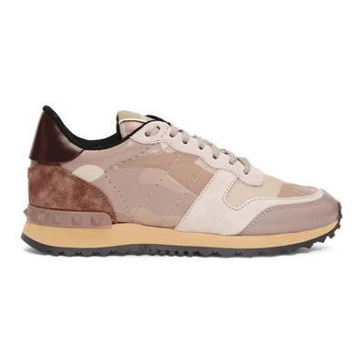 Valentino Garavani Pink Camo Rockrunner Sneakers