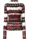 SARA ROKA SARA ROKA ABSTRACT PRINT TURTLENECK BLOUSE - WHITE