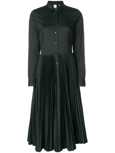 Sara Roka Pleated Shirt Dress In Black