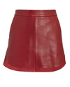 MICHELLE MASON Baseball Hem Red Leather Mini Skirt,M7283B-EXCL