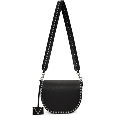 Valentino Garavani Rockstud Leather Saddle Bag - Black