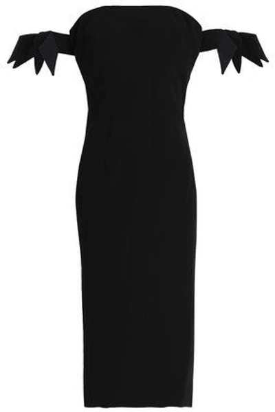 Milly Brit Off-the-shoulder Knotted Cady Dress In Black
