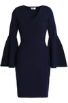 MILLY MILLY WOMAN FLUTED STRETCH-KNIT MINI DRESS MIDNIGHT BLUE,3074457345619086410