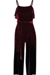 ALICE AND OLIVIA Ally cropped ruffled velvet jumpsuit,GB 7789028783618647