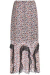 ANNA SUI WOMAN LACE-TRIMMED FLORAL-PRINT SILK-GEORGETTE MAXI DRESS IVORY,GB 1016843419799195