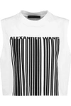 ALEXANDER WANG WOMAN CROPPED PRINTED COTTON-JERSEY TOP WHITE,US 110842751671823