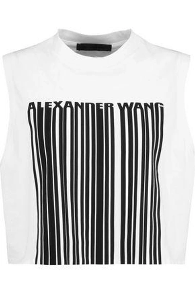Alexander Wang Exclusive Crewneck Crop Top With Bonded Barcode In White