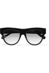 STELLA MCCARTNEY WOMAN D-FRAME CHAIN-TRIMMED ACETATE SUNGLASSES BLACK,US 4772211931503695