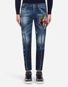 DOLCE & GABBANA GOLD FIT STRETCH JEANS WITH PATCH,GYAILZG8AD9S9001