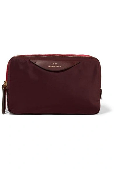 Anya Hindmarch Leather-trimmed Shell Cosmetics Case In Red