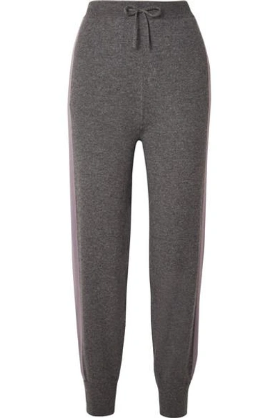 Agnona Two-tone Cashmere Track Trousers In Grey