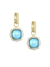 JUDE FRANCES Light Apatite, Mother-of-Pearl, Clear Quartz Triplet, Diamond & 18K Yellow Gold Earring Charms