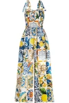 DOLCE & GABBANA PLEATED PRINTED COTTON-POPLIN JUMPSUIT