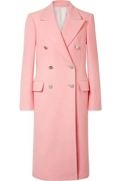 Calvin Klein 205w39nyc Double-breasted Strong-shoulder Slim Cotton Moleskin Mid-calf Coat In Pink