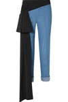 HELLESSY ROMEO SILK-TRIMMED TAPERED COTTON-CHAMBRAY PANTS