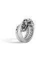 John Hardy Sterling Silver Legends Naga Black Spinel & Blue Sapphire Eyes Ring With Brushed Finish In Silver