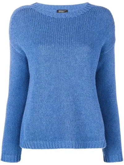 Aragona Long-sleeve Fitted Jumper - Blue