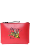 KENZO JUMPING TIGER LEATHER CLUTCH,10673144