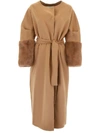 AVA ADORE WOOL AND MINK FUR COAT,10673172