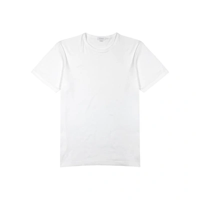 Sunspel Cellular Cotton Crew Neck T-shirt In White