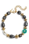 Lele Sadoughi Keepsake Stone Collar Necklace In Emerald