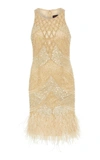 JOANNA MASTROIANNI RACER EMBROIDERED DRESS WITH FEATHERS AT HEM,2802.0