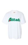 Alberta Ferretti Alitalia Patches Cotton Jersey T-shirt In White
