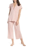 Eberjey Gisele Cropped Two-piece Jersey Pajama Set In Cashmere Rose/ Ivory