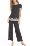 Natori Luxe Shangri-la Pajamas In Black/cocoon