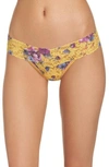Hanky Panky Low-rise Printed Lace Thong In Yellow Multi