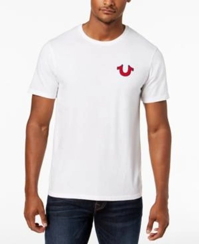 True Religion Mens Optic White Applique Blazing Tour Short-sleeves Relaxed-fit Cotton-jersey T-shirt
