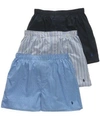 Polo Ralph Lauren 3-pack Woven Cotton Boxers In Rimini/muller/navy