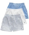 Polo Ralph Lauren Classic Fit Woven Boxers, Pack Of 3 In White/jarvis/cannes