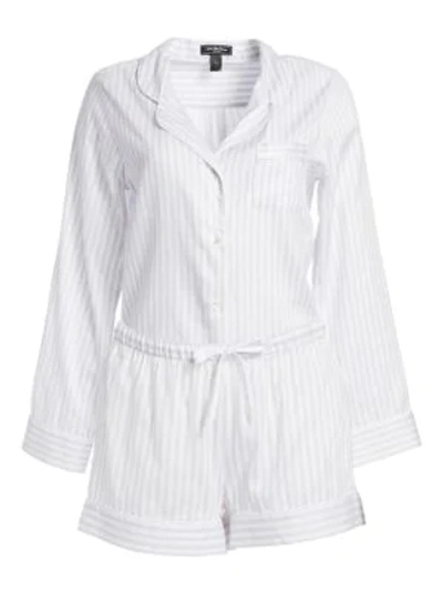 Cottonista Shortie Stripe Pyjama Set In Grey