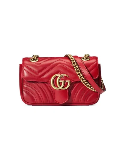 Gucci Gg Marmont Matelassé Mini Bag In Red