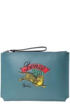 KENZO JUMPING TIGER LEATHER CLUTCH,10673574