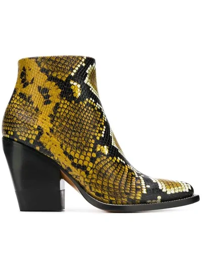 Chloé Python Printed Boots In Green