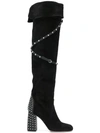 RED VALENTINO RED VALENTINO RED(V) STUDDED KNEE-LENGTH BOOTS - BLACK