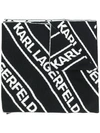 KARL LAGERFELD KARL LAGERFELD LOGO KNITTED SCARF - BLACK