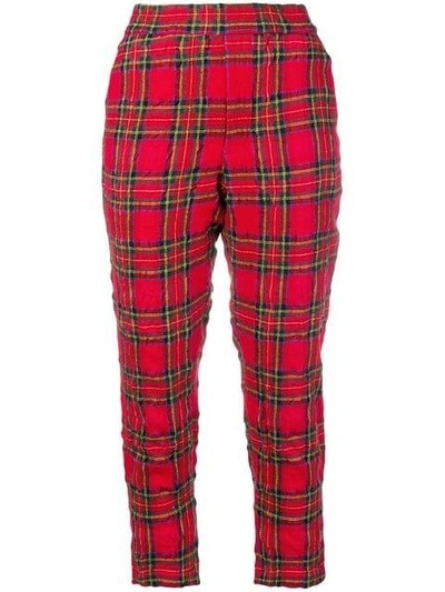 R13 Tartan Cropped Trousers In Red