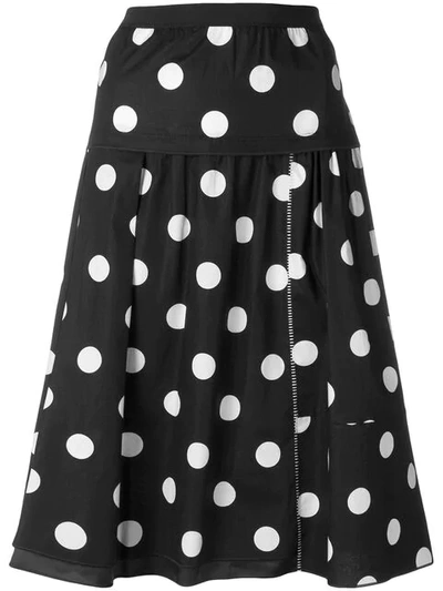 Marc Jacobs Polka-dot A-line Cotton Knee-length Skirt In Black