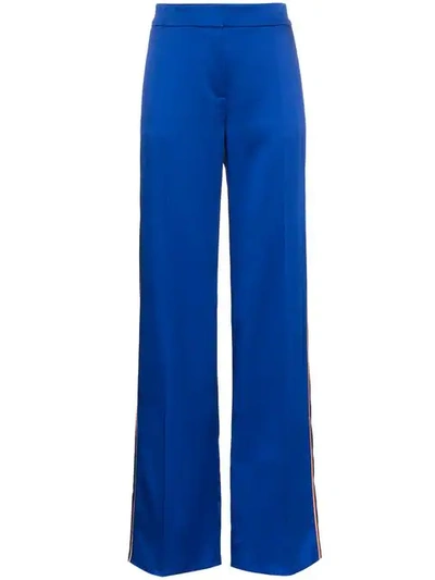 Peter Pilotto Contrast Stripe Straight Leg Trousers In Blue