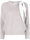 ALLUDE ALLUDE TIE SCARF DETAIL JUMPER - NEUTRALS