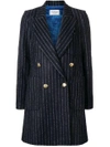 FORTE DEI MARMI COUTURE FORTE DEI MARMI COUTURE STRIPED DOUBLE BREASTED COAT - BLUE
