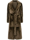 YVES SALOMON BELTED LAMB FUR COAT