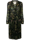 SEMICOUTURE FLORAL FLARED PLEATED DRESS