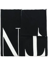 Valentino Logo Intarsia Wool Scarf In Black