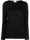 ALLUDE ALLUDE ROUND NECK JUMPER - BLACK