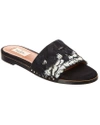 VALENTINO GARAVANI BORDADO FEATHER SLIDE SANDAL,8056097486564