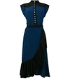 GIVENCHY Black Ruffle Trim Wrap Dress,2296931332671784741